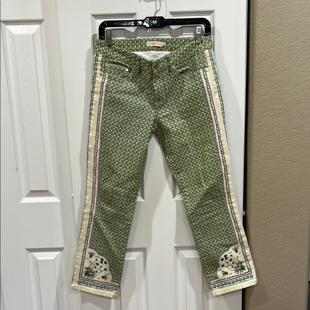Green Patterned Women's Jeans